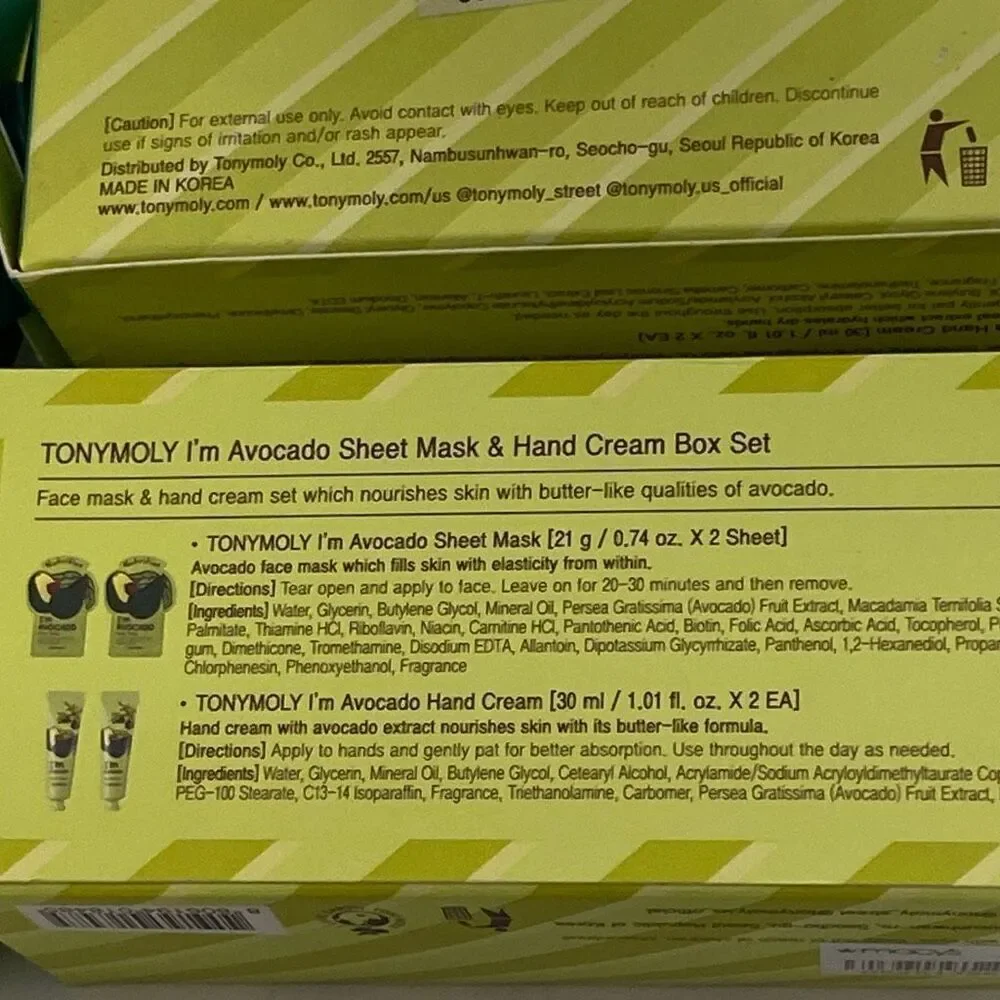 Tomy Moly‎ Green I'm Avocado I'm  Green Tea Sheet Mask & Hand Cream Box Set